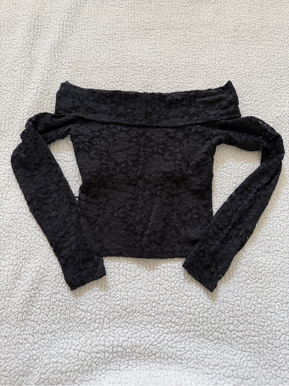 Hollister Black Lace Off-Shoulder Long Sleeve Top sz Small
